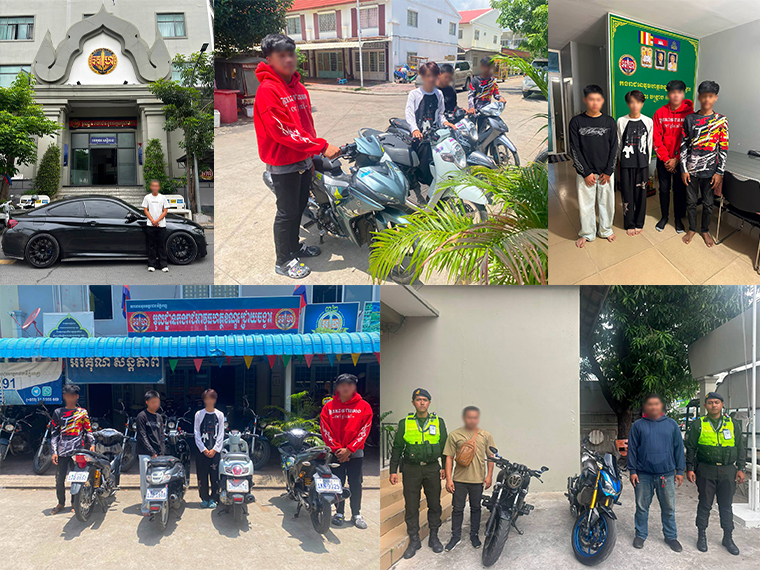 រថយន្ត ០១គ្រឿង និងម៉ូតូ ០៨គ្រឿង ត្រូវអាវុធហត្ថរាជធានីភ្នំពេញ បង្ក្រាបយកម្ចាស់ទៅព្រមាន និងអប់រំជាបន្តបន្ទាប់ ពាក់ព័ន្ធករណីកែច្នៃបំពង់ស៊ីម៊ាំងម៉ូតូខុសលក្ខណៈបច្ចេកទេស!